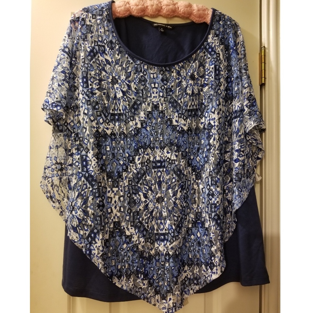 NWT Ladies lace overlay short sleeve blouse